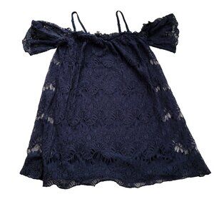 Love Fire Blue Lace Cold Shoulder Dress Lined M